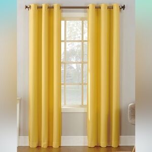 Yellow curtain panels with grommets - set of 2